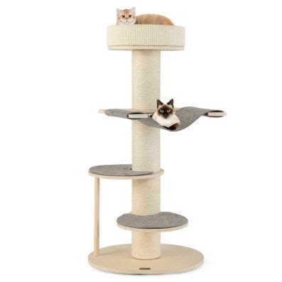 Arbre à Chat Moderne de 120cm Tour pour Chat en Bois à Plusieurs