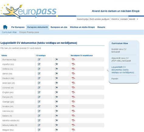 Europass Cv Lv Paraugs Sema Data Co Op