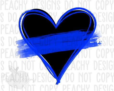 Thin Blue Line Heart PNG Digital Download Back the Blue - Etsy