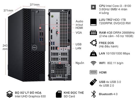 Máy Bộ Dell Optiplex 3060 Sff Core I3 8100 Ram 4g Ssd 120gb