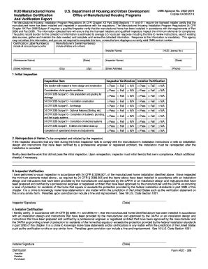 Fillable Online HUD Manufactured Home Installation Certification And