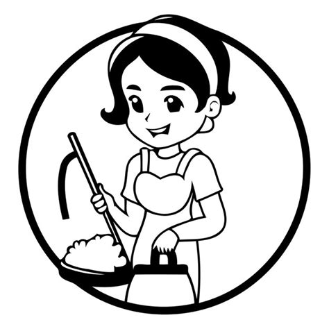 Premium Vector | Cleaning service Girl in apron washing dishes Vector ...