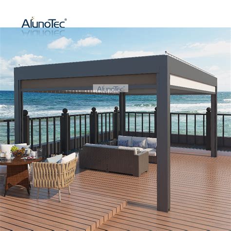 Alunotec Awning Louver Roof Motorized Gazebo Waterproof Garden Pergola