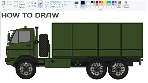 How To Draw Military Truck In Computer Using Ms Paint Army Truck