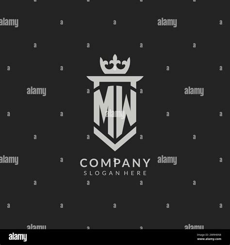 Initial Mw Shield And Crown Logo Style Vector Graphic Stock Vector