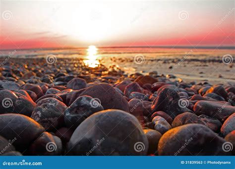 Sunset Beach Pebbles Stock Image Image Of Natural Tankerton 31839563