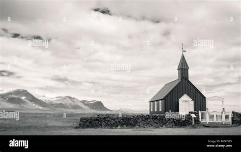 Black Church Budakirkja Budir Iceland Stock Photo Alamy