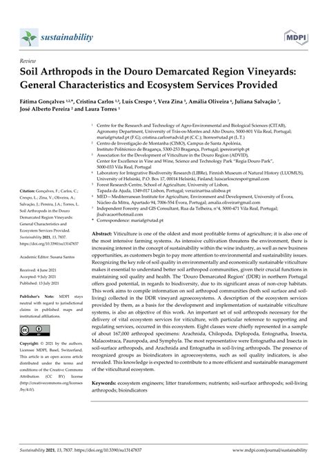 Pdf Soil Arthropods In The Douro Demarcated Region Vineyards General