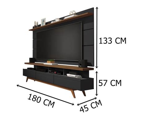 Rack C Painel Vivare 1 8 Wood Black Freijó Germai Móveis Rack