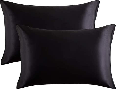 Bedsure King Size Satin Pillowcase Set Of 2 Black Silk Pillow Cases For Hair And