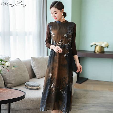 Chinese Cheongsam Dress Robe Vietnam Ao Dai Style Gown Dress Chinese