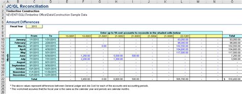 General Ledger Reconciliation Template Database