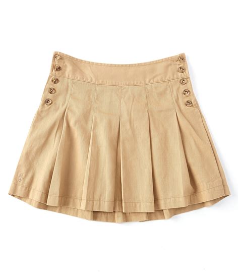 Polo Ralph Lauren Big Girls 7 16 Side Button Pleated Twill Skirt