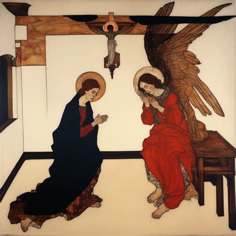 Krea Ai Biblical Scene Of The Annunciation By Schiele