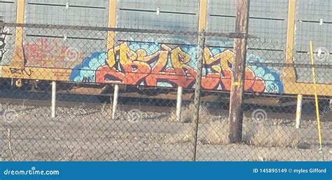 Graffiti Train Cart Art Cool Editorial Stock Image - Image of graffiti ...