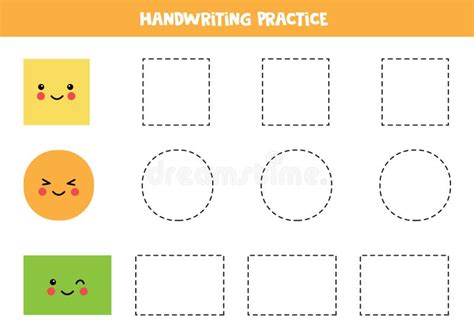 Trazos De Formas Geométricas Práctica De Escritura Ilustración del