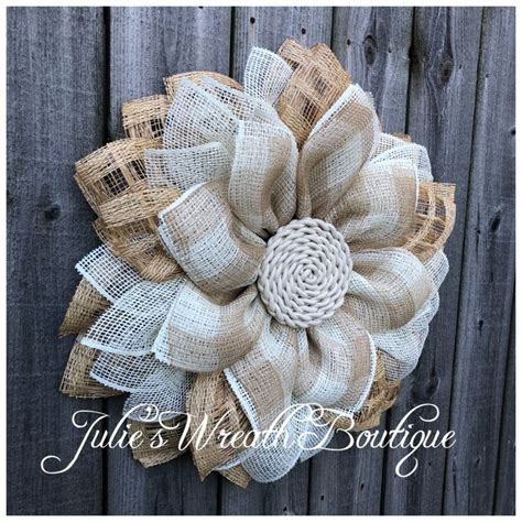 Farmhouse Flower Wreath Tutorial Deco Mesh Wreaths Diy Burlap Wreath