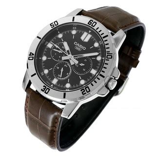 Time Cruze Casio Mtp Vd Analog Brown Leather Black Dial Men Watch