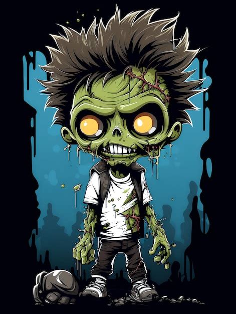 Premium Ai Image Cartoon Zombie Template For A Greeting Card For