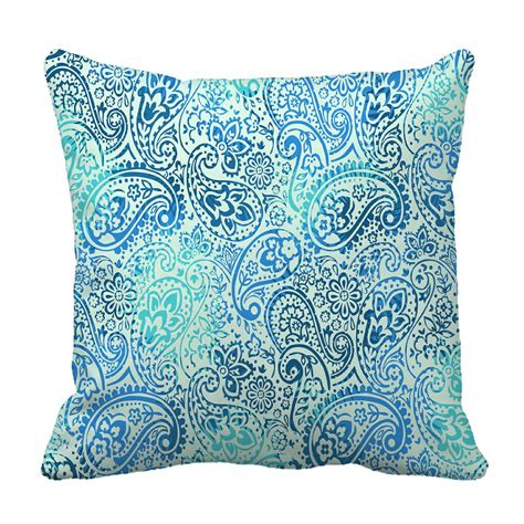 PHFZK Flower Floral Pillow Case Paisley Blue Pillowcase Throw Pillow