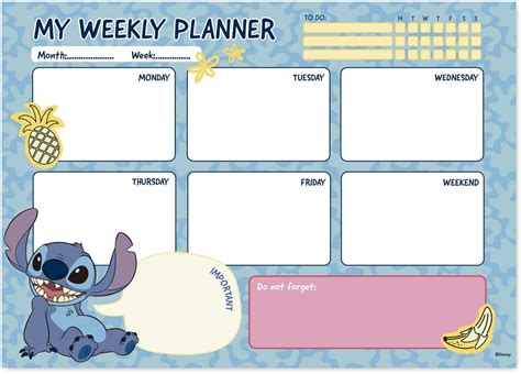 Grupo Erik Bloc Notes A4 Semainier Disney Stitch Sous Main Bureau