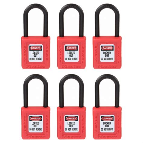 MASTER LOCK, Keyed Alike, Thermoplastic, Lockout Padlock - 6MCD2|406KAS6RED - Grainger