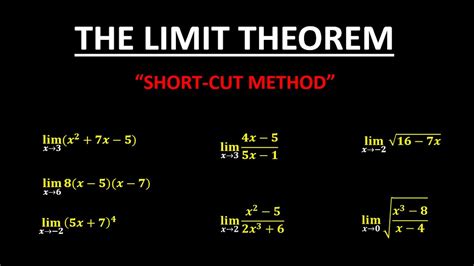 The Limit Theorem Short Cut Method Basic Calculus Youtube