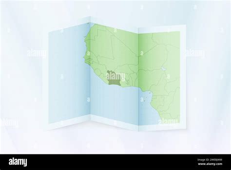 Ivory Coast Map Folded Paper With Ivory Coast Map Vector Illustration