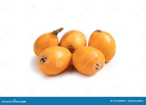 Medlar Fruit Bunch Of Loquats Isolated On White Background â€ Group