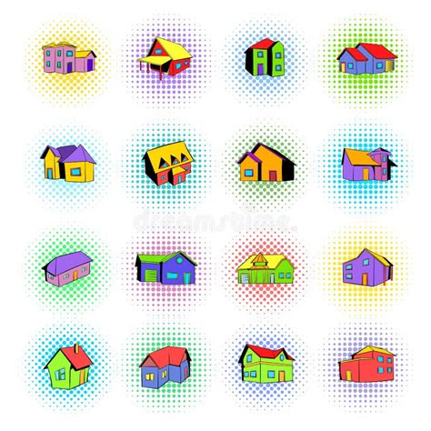 House Icons Set Comics Style Stock Vector Illustration Of Project