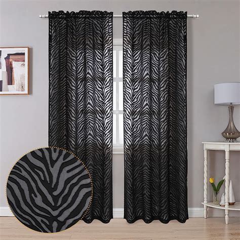 Amazon Ovzme Inches Jacquard Sheer Black Curtains Panels Set