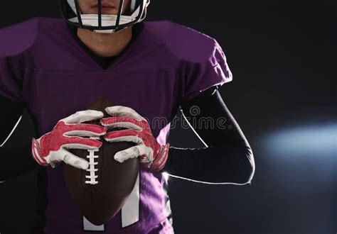 American Football Player With Ball Stock Image Image Of Muscular