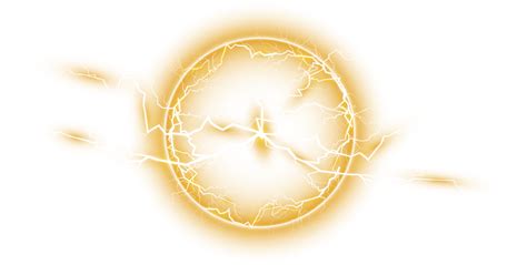 Yellow ball lightning on a transparent background. Abstract electric ...