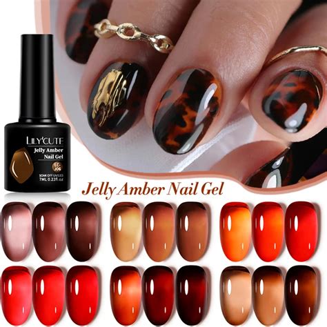 Lilycute Ml Jelly Amber Gel Nail Polish Nail Art Dark Bloom Leopard