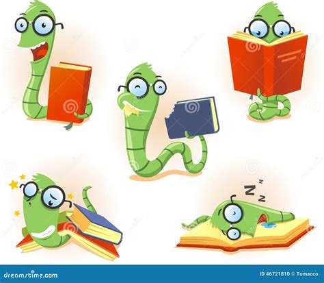 Set Cartoon Bookworm Stock Illustration Image 46721810