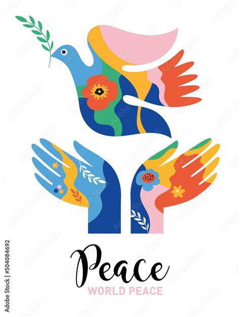 Hands Releasing Peace Pigeon Symbol Of Peace Illustration Stock Vector