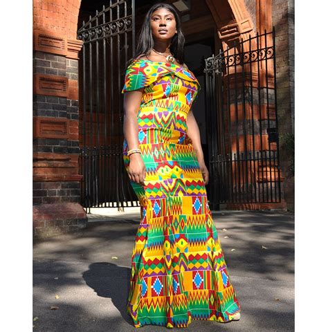 African Kente Polished Cotton Dress African Clothing Store Jt Aphrique