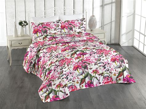 Ambesonne Asian Spring Quilted Bedspread Set Pcs Art Watercolor