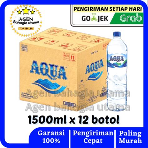 Jual Air Mineral Aqua Botol Aqua 1500ml 1 Karton 12 Botol