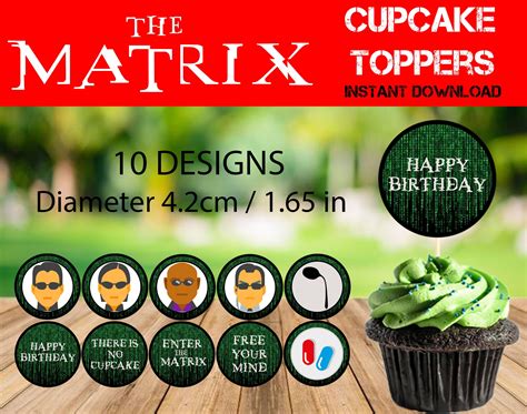 Matrix Inspired Cupcake Toppers The Matrix Party Decorations The Matrix