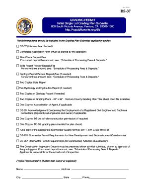 Fillable Online Grading Permit Initial Single Lot Grading Plan