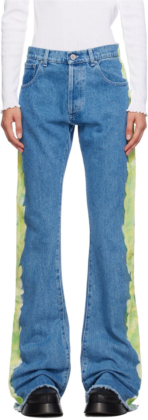 Sky High Farm Workwear Blue Painted Jeans Ssense