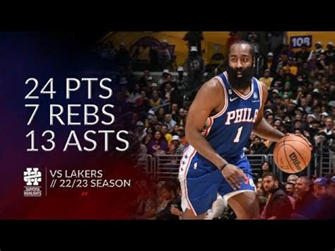 James Harden Pts Rebs Asts Vs Lakers Season Youtube