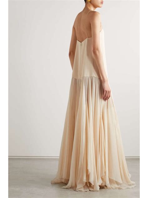 Khaite Zeke Pleated Crepe De Chine And Crepe Maxi Dress We Select Dresses