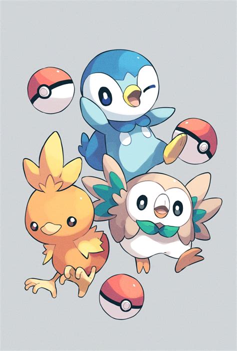 Rowlet Piplup And Torchic Pokemon Drawn By Teru 245 Neko Danbooru