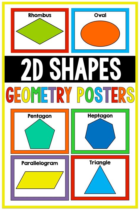 2d Shapes Posters Solid Rainbow Colors Geometry Posters Shape