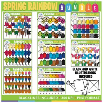 Spring Rainbow Clip Art Growing Bundle By Dazzling Clips Tpt