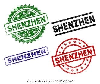 Shenzhen Seal Prints Corroded Style Black Stock Vector Royalty Free