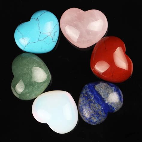 Assorted Heart Shaped Crystals With Pouch Chakra Healing Crystals