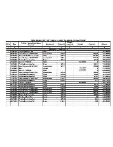 Free 10 Cash Book Samples And Templates In Ms Word Ms Excel Pdf